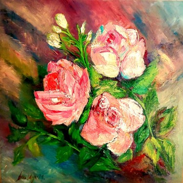 Peinture intitulée "Рози от любов" par Anna Mytavska (Cabrerra), Œuvre d'art originale, Huile