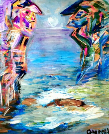 Картина под названием "Лунна нощ" - Anna Mytavska (Cabrerra), Подлинное произведение искусства, Акрил