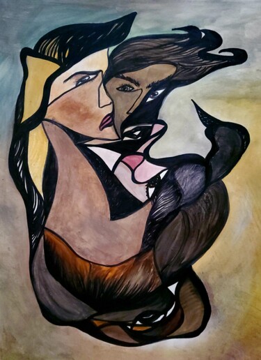 Schilderij getiteld "Любовта е гълъб" door Anna Mytavska (Cabrerra), Origineel Kunstwerk, Gouache