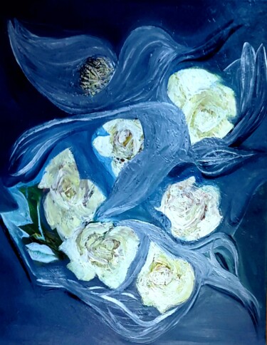 Картина под названием "Трите гълъба мир на…" - Anna Mytavska (Cabrerra), Подлинное произведение искусства, Масло
