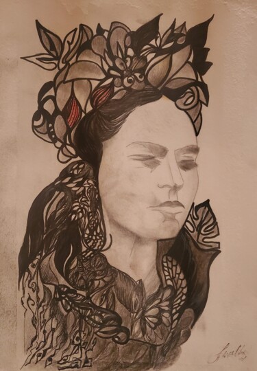 Dessin intitulée "Цвете сред плевели" par Anna Mytavska (Cabrerra), Œuvre d'art originale, Crayon