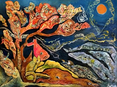 Pittura intitolato "Космическо дърво" da Anna Mytavska (Cabrerra), Opera d'arte originale, Olio