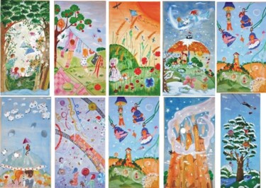 arte vicino ai bambini Pittura intitolato "arte vicino ai bamb…" da Anna Nuzzo, Opera d'arte originale, Acrilico