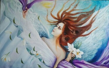 Painting titled "Mon Ange" by Anna Nuzzo, Original Artwork, Oil