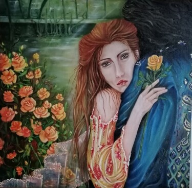 Painting titled "ISOLDE ... ancora u…" by Anna Nuzzo, Original Artwork, Oil Mounted on Wood Stretcher frame