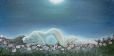 Pittura intitolato "respiro-l-universo" da Anna Nuzzo, Opera d'arte originale, Olio