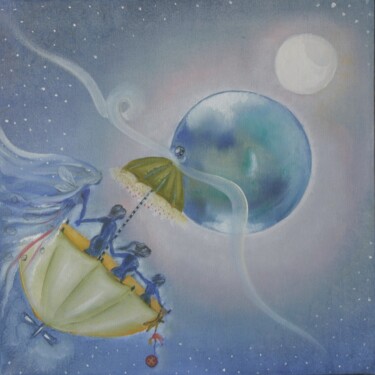 Painting titled "Destinazione sogni" by Anna Nuzzo, Original Artwork, Oil
