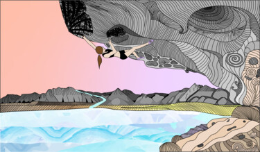Digital Arts titled "Climbing Girl" by Anna Oliinyk (Andja), Original Artwork, 2D Digital Work