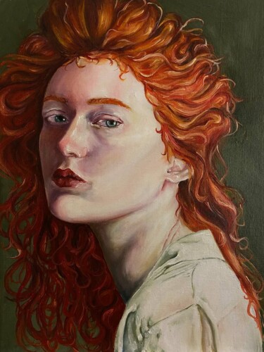 「Портрет рыжей девуш…」というタイトルの絵画 Анна Олинаによって, オリジナルのアートワーク, オイル