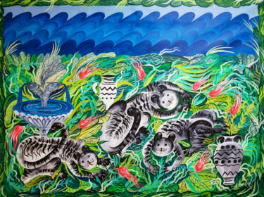 "Tiger in the jungle…" başlıklı Tablo Anna Onikiienko tarafından, Orijinal sanat, Akrilik