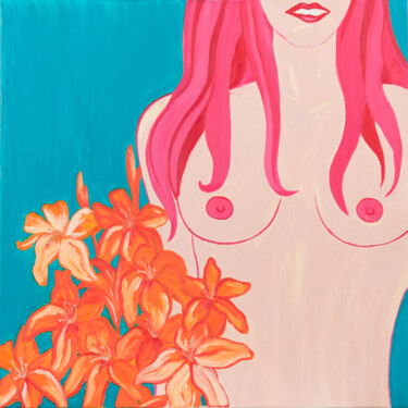 Peinture intitulée "Spring (Pink hair)" par Anna Ovsiankina, Œuvre d'art originale, Huile