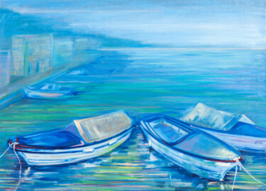 Painting titled "Quiet Harbor" by Anna Ovsiankina, Original Artwork, Oil