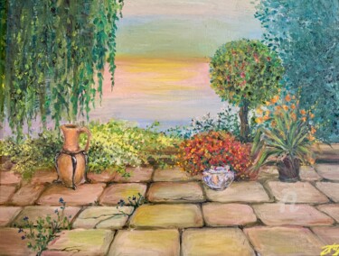 Painting titled "Terrace" by Anna Pavlovich-Naneva, Original Artwork, Oil