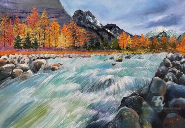 Pintura titulada "Mountain river" por Anna Pavlovich-Naneva, Obra de arte original, Oleo