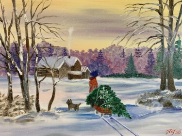 Painting titled "Winter fairy tale" by Anna Pavlovich-Naneva, Original Artwork, Oil Mounted on Wood Stretcher frame