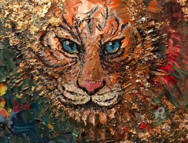 Painting titled "Water tiger" by Anna Pavlovich-Naneva, Original Artwork, Oil