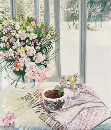 Картина под названием "Winter morning. Sti…" - Anna Pavlovich-Naneva, Подлинное произведение искусства, Масло