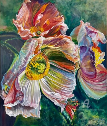 Malarstwo zatytułowany „Graceful poppies” autorstwa Anna Pavlovich-Naneva, Oryginalna praca, Olej