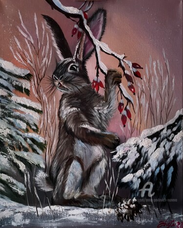 Картина под названием "Rabbit" - Anna Pavlovich-Naneva, Подлинное произведение искусства, Масло