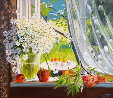 Painting titled "Sunny day" by Anna Pavlovich-Naneva, Original Artwork, Oil Mounted on Wood Stretcher frame