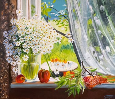 Painting titled "Sunny day" by Anna Pavlovich-Naneva, Original Artwork, Oil Mounted on Wood Stretcher frame