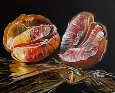 Painting titled "Grapefruit" by Anna Pavlovich-Naneva, Original Artwork, Oil Mounted on Wood Stretcher frame