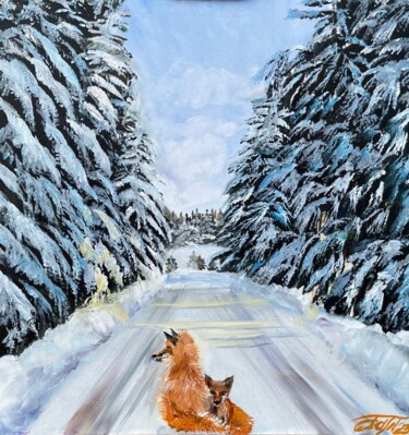 Картина под названием "Forest citizens" - Anna Pavlovich-Naneva, Подлинное произведение искусства, Масло Установлен на Дерев…
