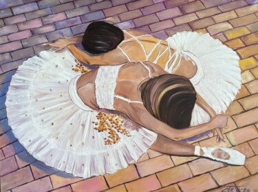 Картина под названием "Ballerinas" - Anna Pavlovich-Naneva, Подлинное произведение искусства, Масло Установлен на Деревянная…