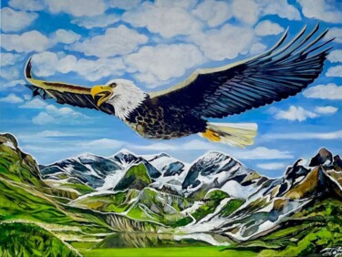 Schilderij getiteld "Eagle" door Anna Pavlovich-Naneva, Origineel Kunstwerk, Olie