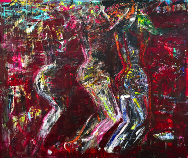 Malarstwo zatytułowany „Me Running, Hair Ba…” autorstwa Anna Peshich, Oryginalna praca, Olej