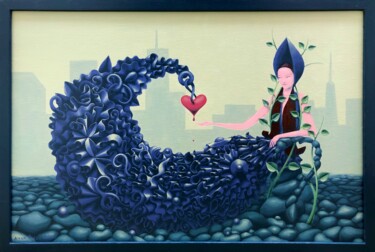 Malerei mit dem Titel "Krwawiące serce" von Anna Pikos, Original-Kunstwerk, Acryl Auf Keilrahmen aus Holz montiert