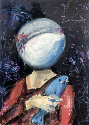 Peinture intitulée "In the world of pis…" par Anna Polani, Œuvre d'art originale, Huile Monté sur Carton