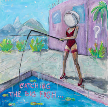 Painting titled "Catching the big fi…" by Anna Polani, Original Artwork, Oil