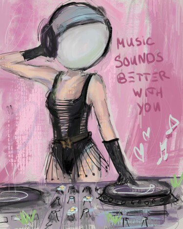 Arte digital titulada "Music sounds better…" por Anna Polani, Obra de arte original, Pintura Digital