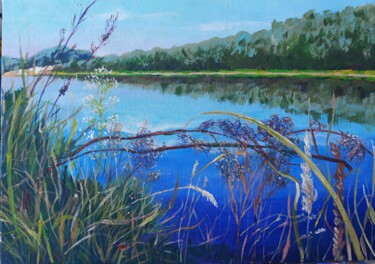 Malerei mit dem Titel "Desna. River of my…" von Anna Polat, Original-Kunstwerk, Acryl