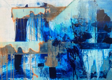 Картина под названием "blue abstract paint…" - Anna Prykhodko, Подлинное произведение искусства, Акрил