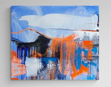Pintura titulada "blue abstract paint…" por Anna Prykhodko, Obra de arte original, Acrílico