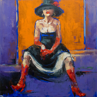 Painting titled "City Girl Series. A…" by Anna Bloomfield-Ravliuc, Original Artwork, Oil Mounted on Wood Stretcher frame