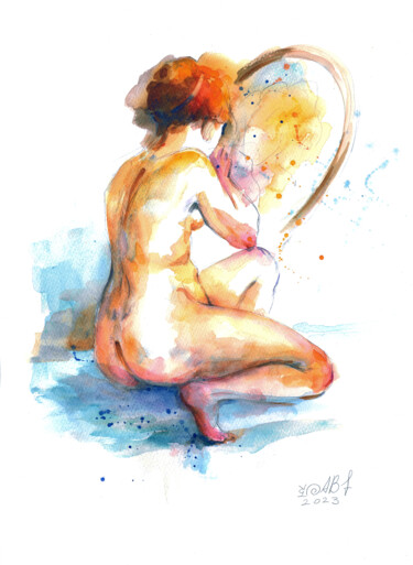 Malerei mit dem Titel "CITY GIRL #4" von Anna Bloomfield-Ravliuc, Original-Kunstwerk, Aquarell