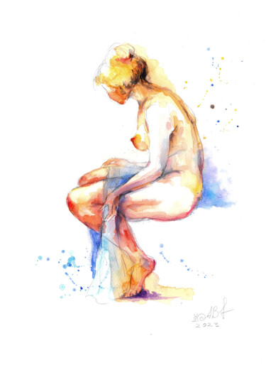 Painting titled "CITY GIRL #12" by Anna Bloomfield-Ravliuc, Original Artwork, Watercolor