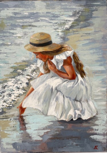 Painting titled "Coastal Idyl" by Anna Reznikova, Original Artwork, Acrylic
