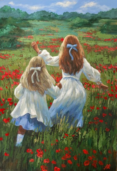 Schilderij getiteld "Poppy Season" door Anna Reznikova, Origineel Kunstwerk, Acryl