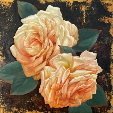 绘画 标题为“Flemish Rose Duet” 由Anna Reznikova, 原创艺术品, 丙烯
