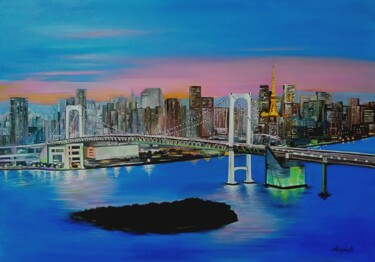 Peinture intitulée "Tokyo" par Anna Rita Angiolelli, Œuvre d'art originale, Huile Monté sur Châssis en bois