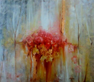 Painting titled "Rose" by Anna Rita Angiolelli, Original Artwork, Acrylic Mounted on Wood Stretcher frame
