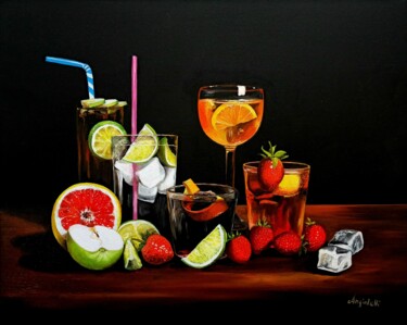 Painting titled "Soft drinks and fru…" by Anna Rita Angiolelli, Original Artwork, Acrylic Mounted on Wood Stretcher frame