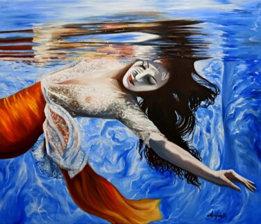 Painting titled "Serenity" by Anna Rita Angiolelli, Original Artwork, Oil Mounted on Wood Stretcher frame