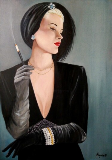 Painting titled "Stella" by Anna Rita Angiolelli, Original Artwork, Oil Mounted on Wood Stretcher frame
