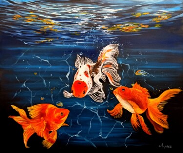 Malarstwo zatytułowany „Aquarium” autorstwa Anna Rita Angiolelli, Oryginalna praca, Olej Zamontowany na Drewniana rama noszy