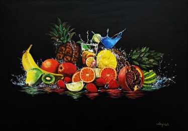 Painting titled "Tutti Frutti" by Anna Rita Angiolelli, Original Artwork, Oil Mounted on Wood Stretcher frame